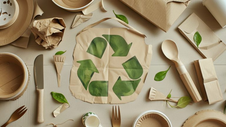 eco-friendly-disposable-tableware-craft-paper-with-recycling-sign-center-169